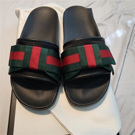 gucci web bow slide|Gucci web slide black rubber.